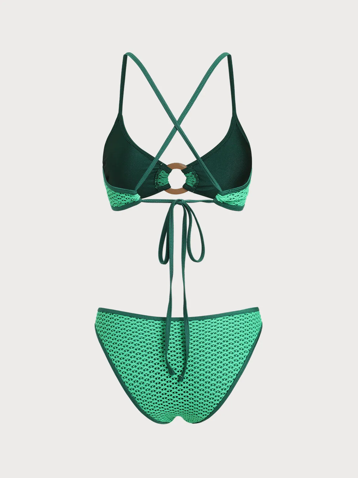 Green Mesh Ring Cutout Bikini Set sold by Samiol product image thumbnail 3