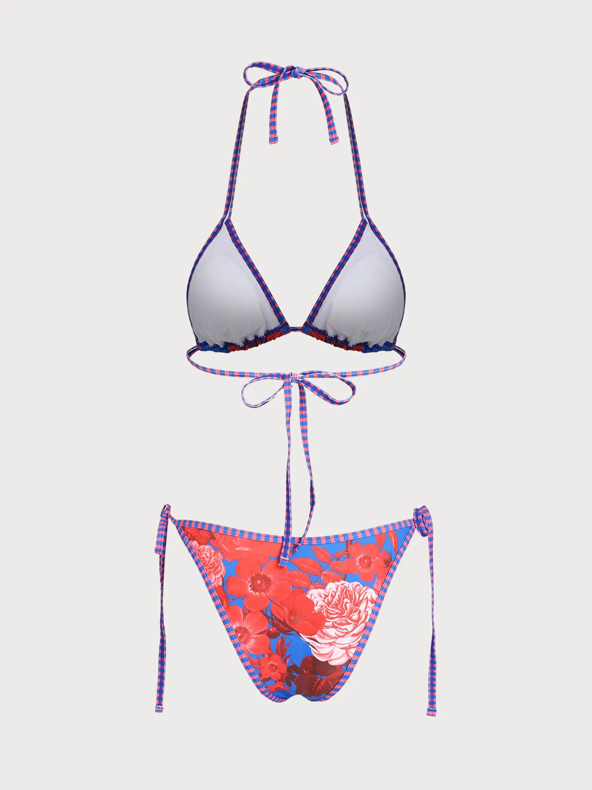 Blue Contrast Floral Print Bikini Set sold by Samiol product image thumbnail 4