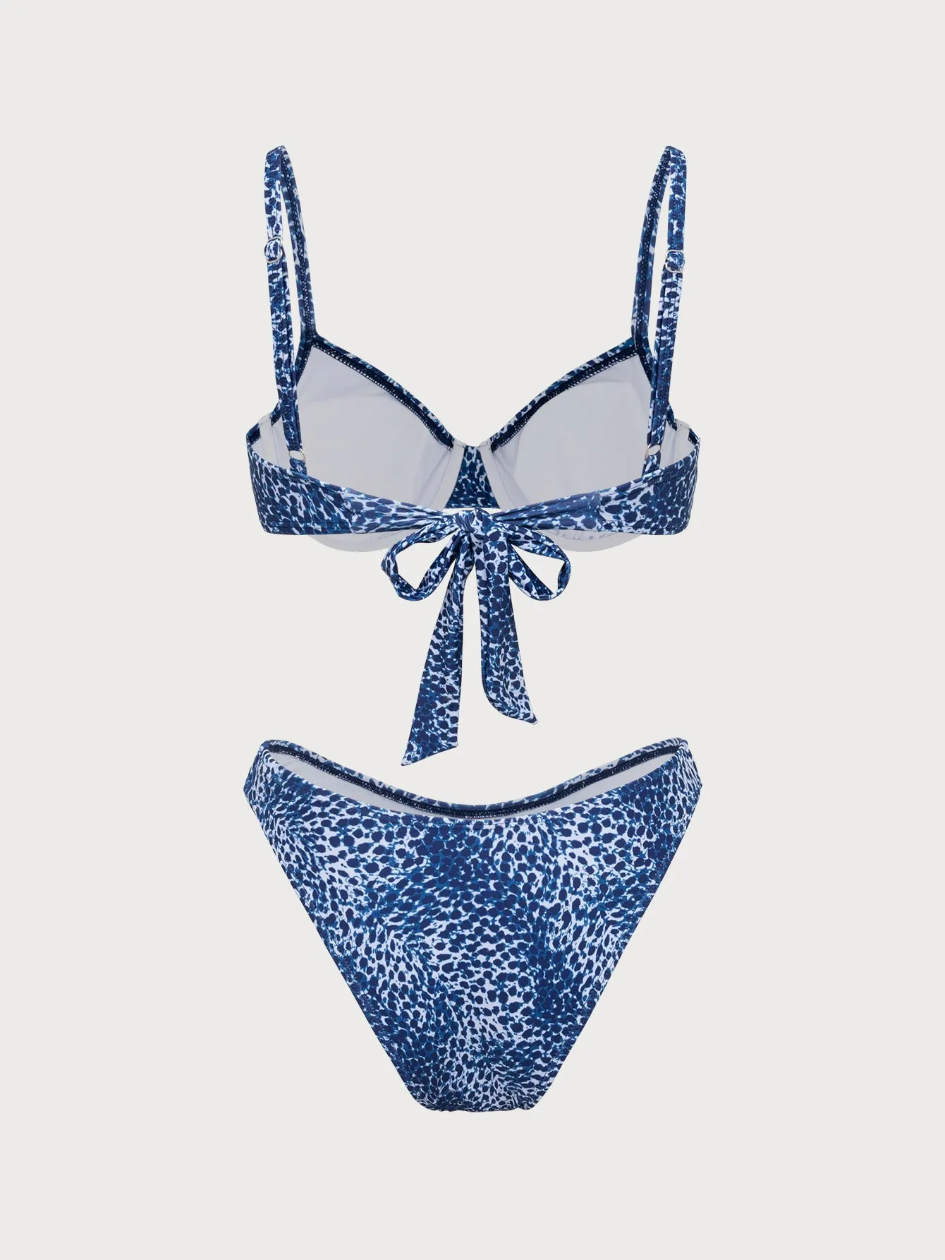 Blue Polyester Knit Leopard Print Bikini Set sold by Samiol product image thumbnail 3