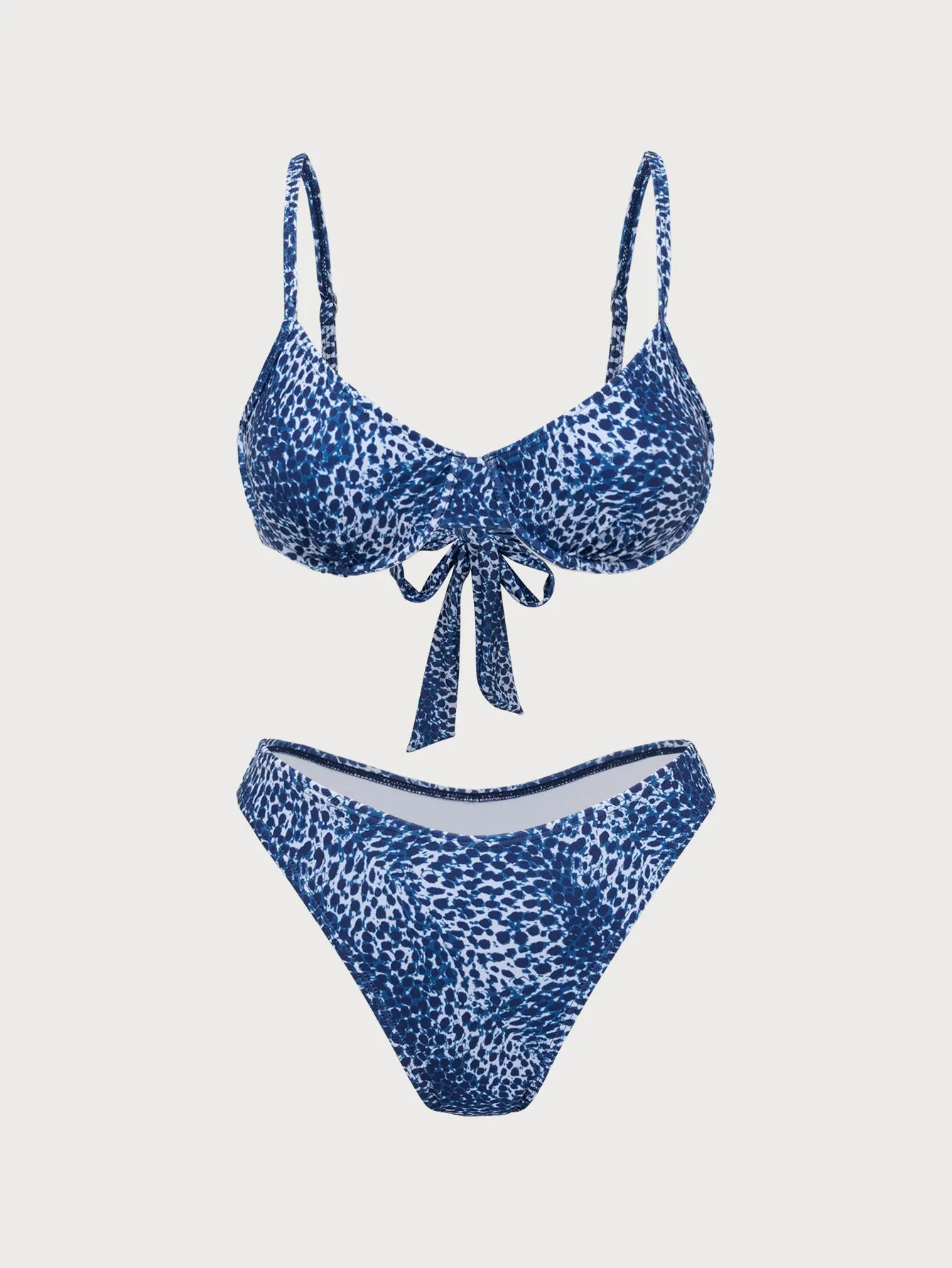 Blue Polyester Knit Leopard Print Bikini Set sold by Samiol product image thumbnail 2