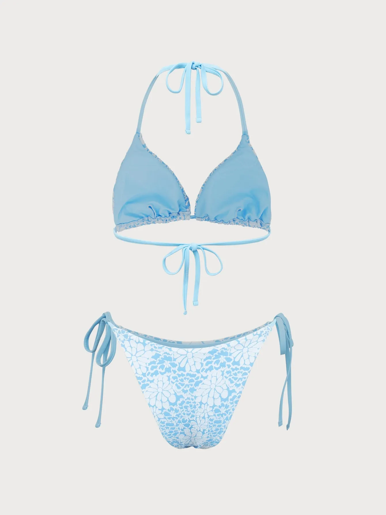 Blue Jacquard Contrast Color Bikini Set sold by Samiol product image thumbnail 2