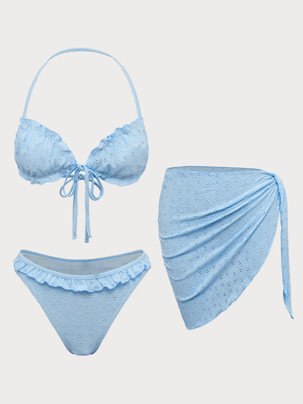Pink Front Tie Ruffle Bikini Set sold by Samiol product image thumbnail 4