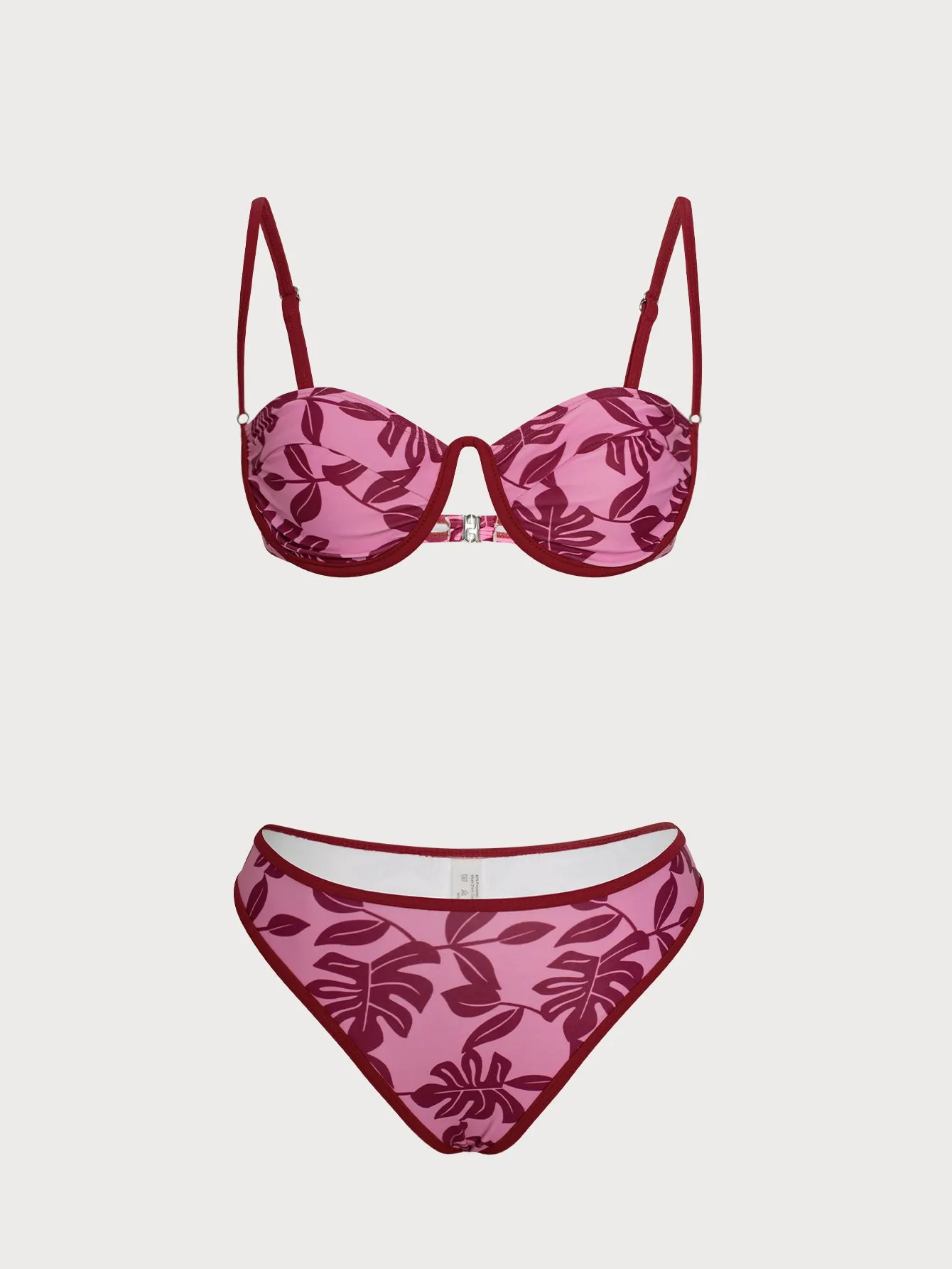 Pink Printed Underwire Contrast Bikini Set sold by Samiol