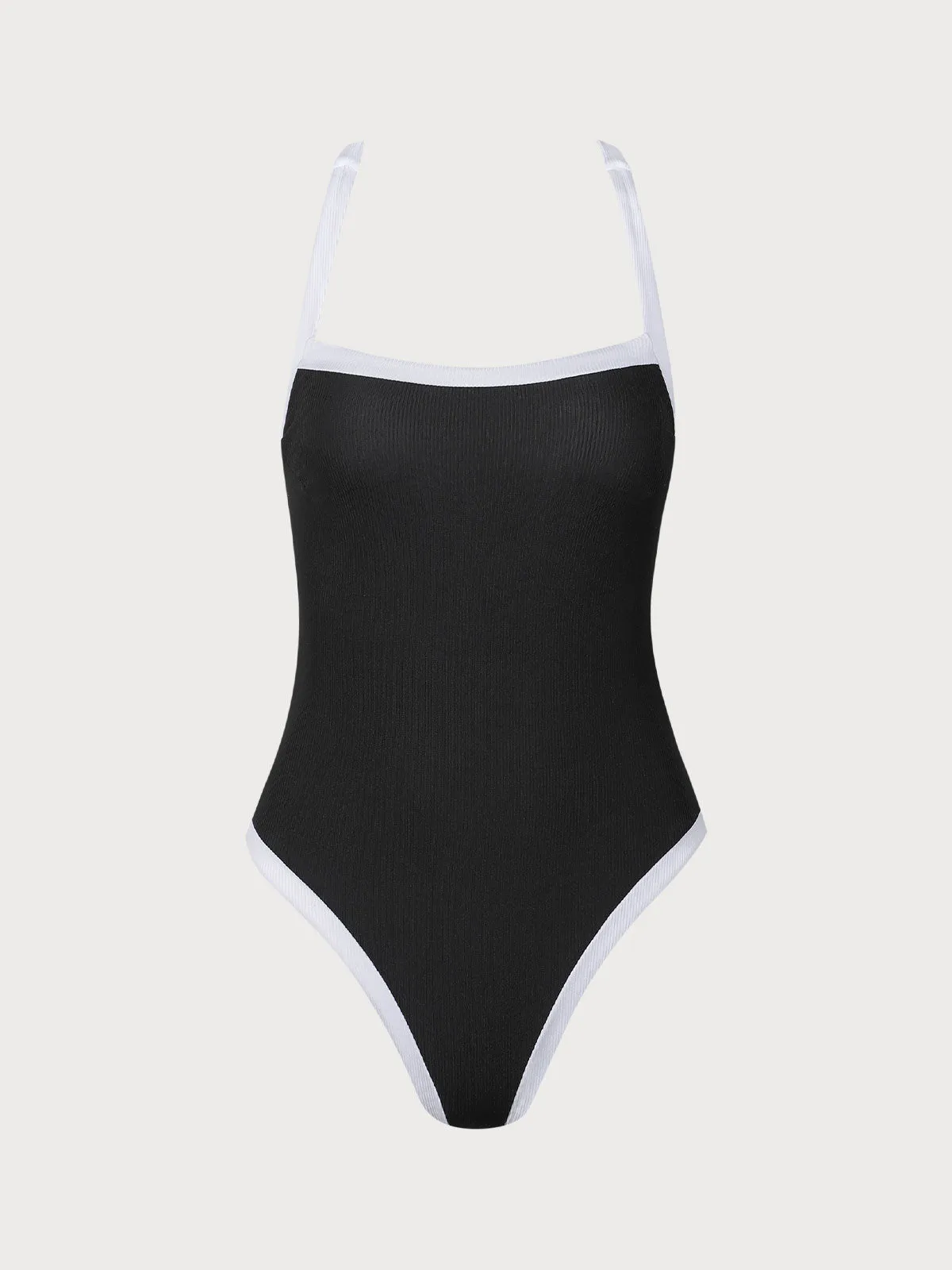 Black Contrast Color Reversible One-Piece Swimsuit sold by Samiol product image thumbnail 4