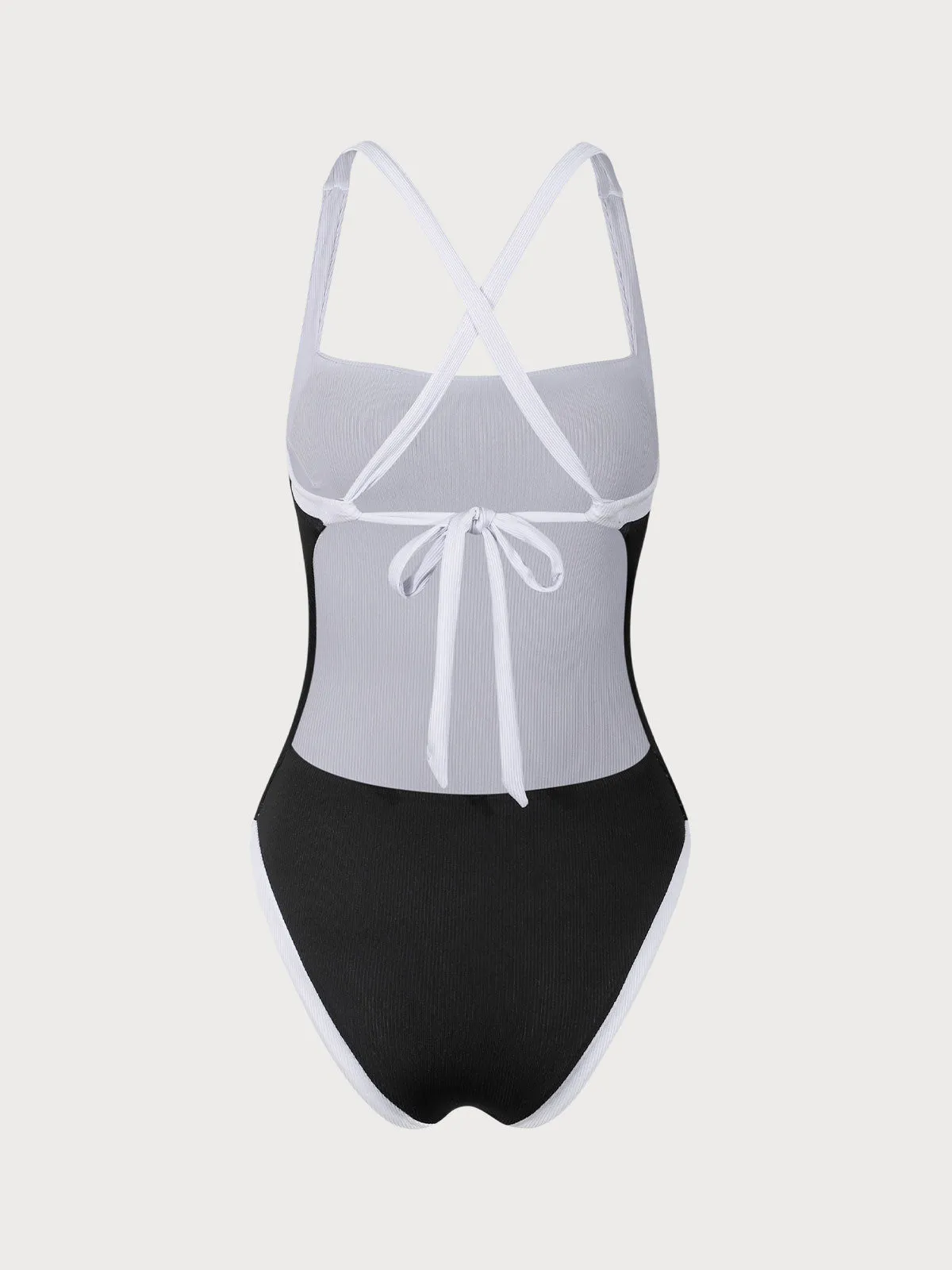Black Contrast Color Reversible One-Piece Swimsuit sold by Samiol product image thumbnail 5