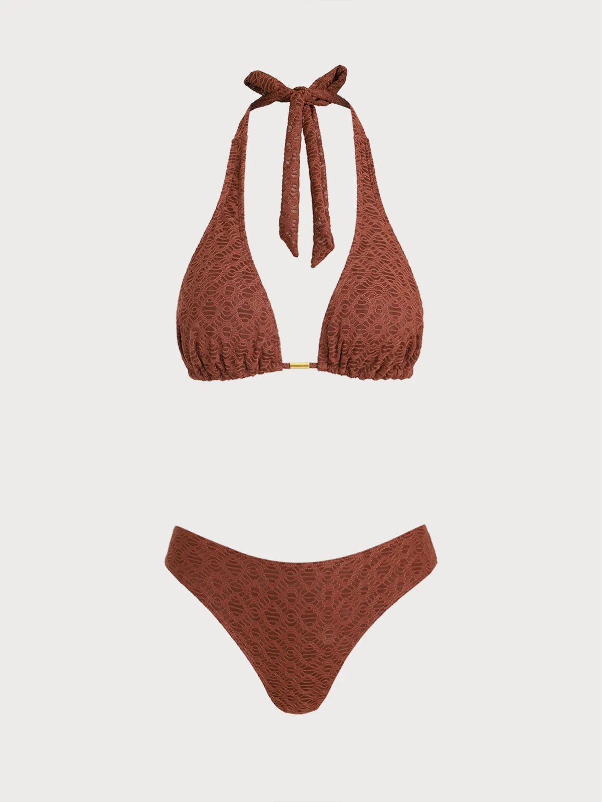 Brown Metallic Bikini Three-Piece Set sold by Samiol product image thumbnail 4