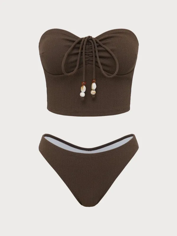 Brown Decorative Rope Tankini Set made by Samiol