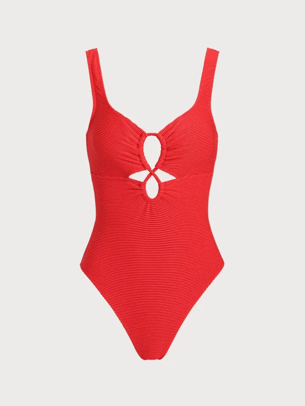Red Hollow One-Piece Swimsuit made by Samiol
