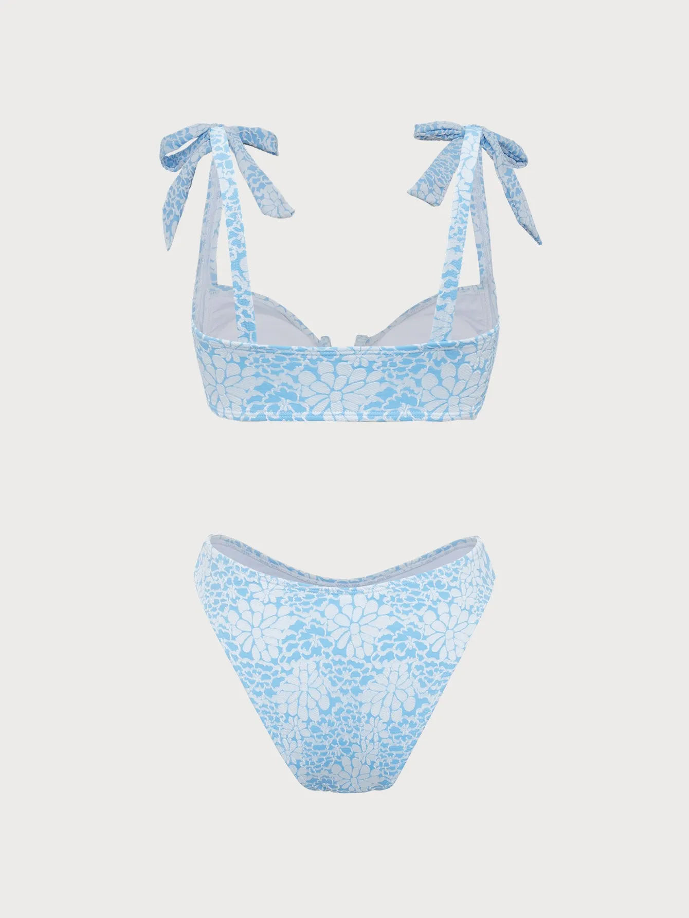 Blue Contrast Color V-Neck Bikini Set sold by Samiol product image thumbnail 2