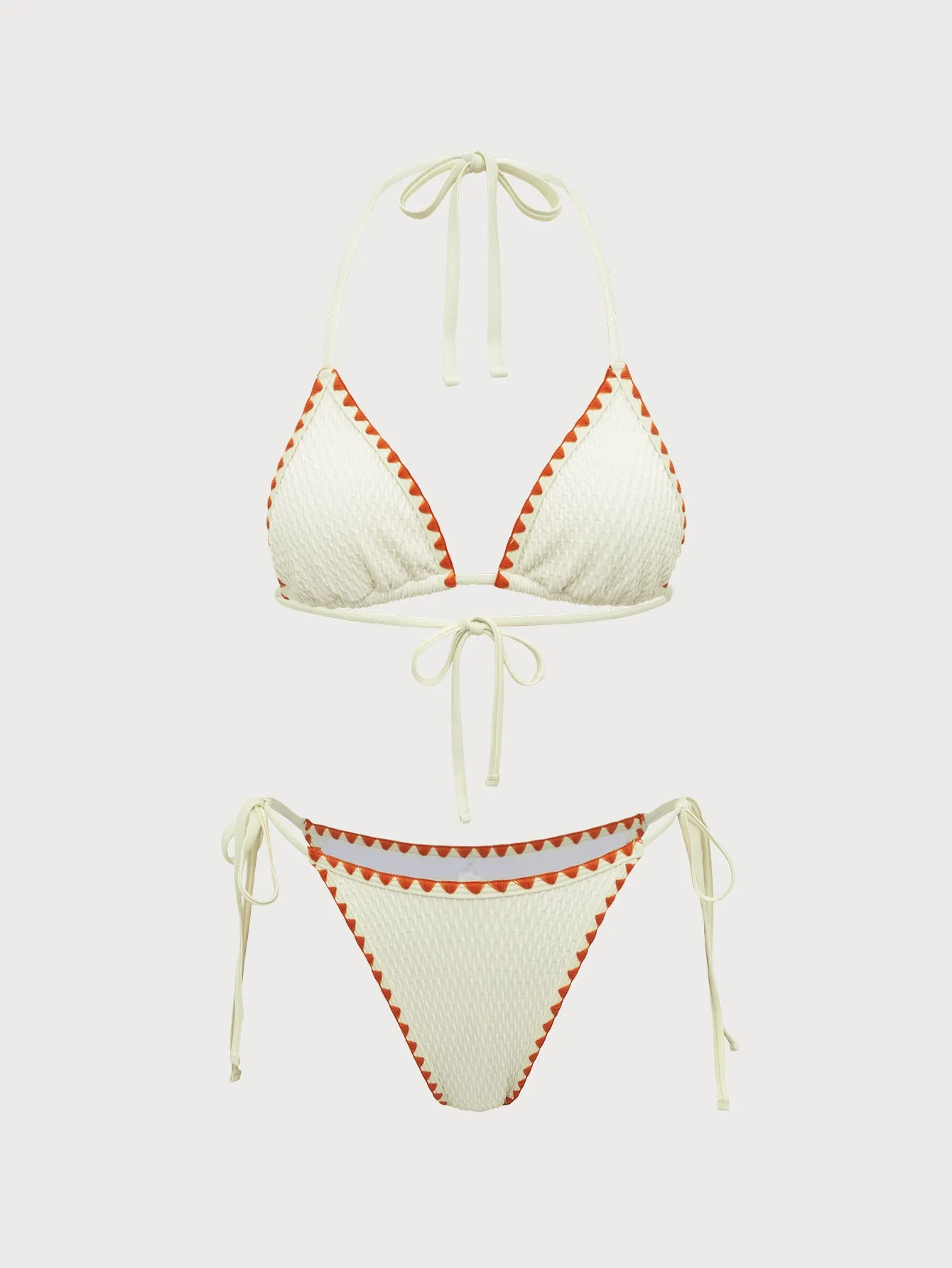 White Contrast Flower Bud Bikini Set sold by Samiol
