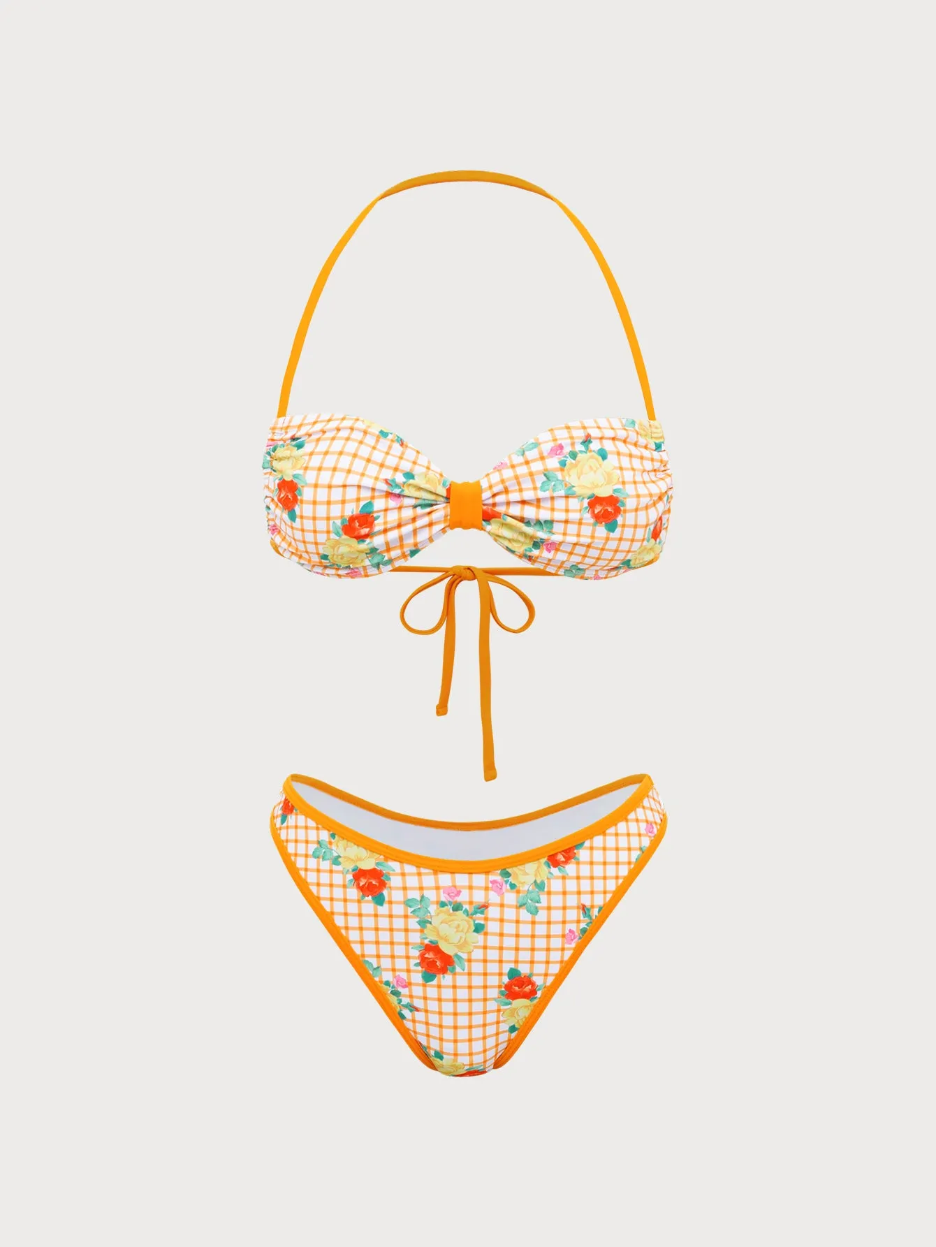 Yellow Floral Plaid Bikini Set sold by Samiol