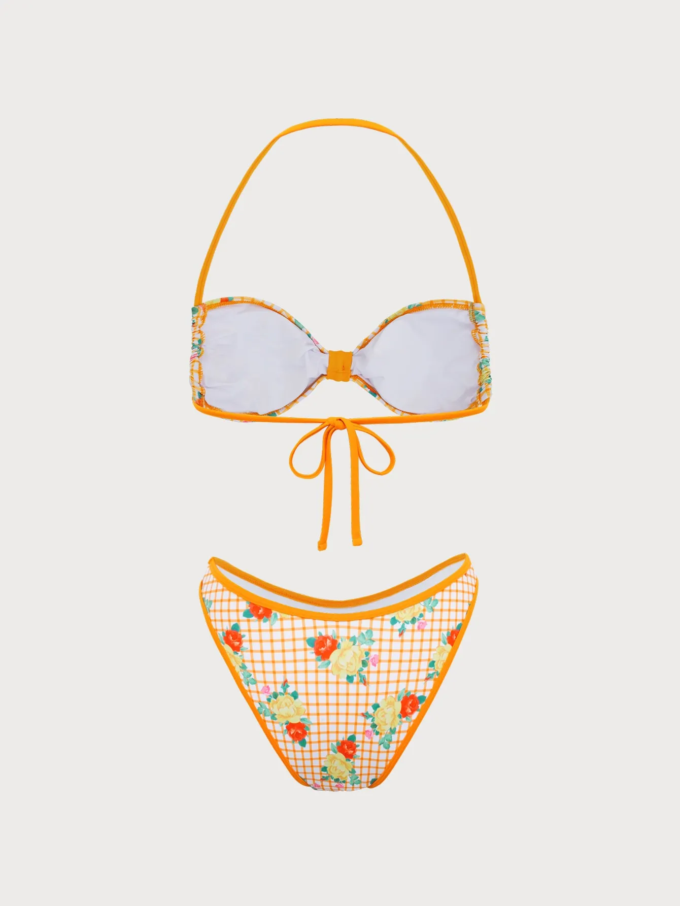 Yellow Floral Plaid Bikini Set sold by Samiol product image thumbnail 2