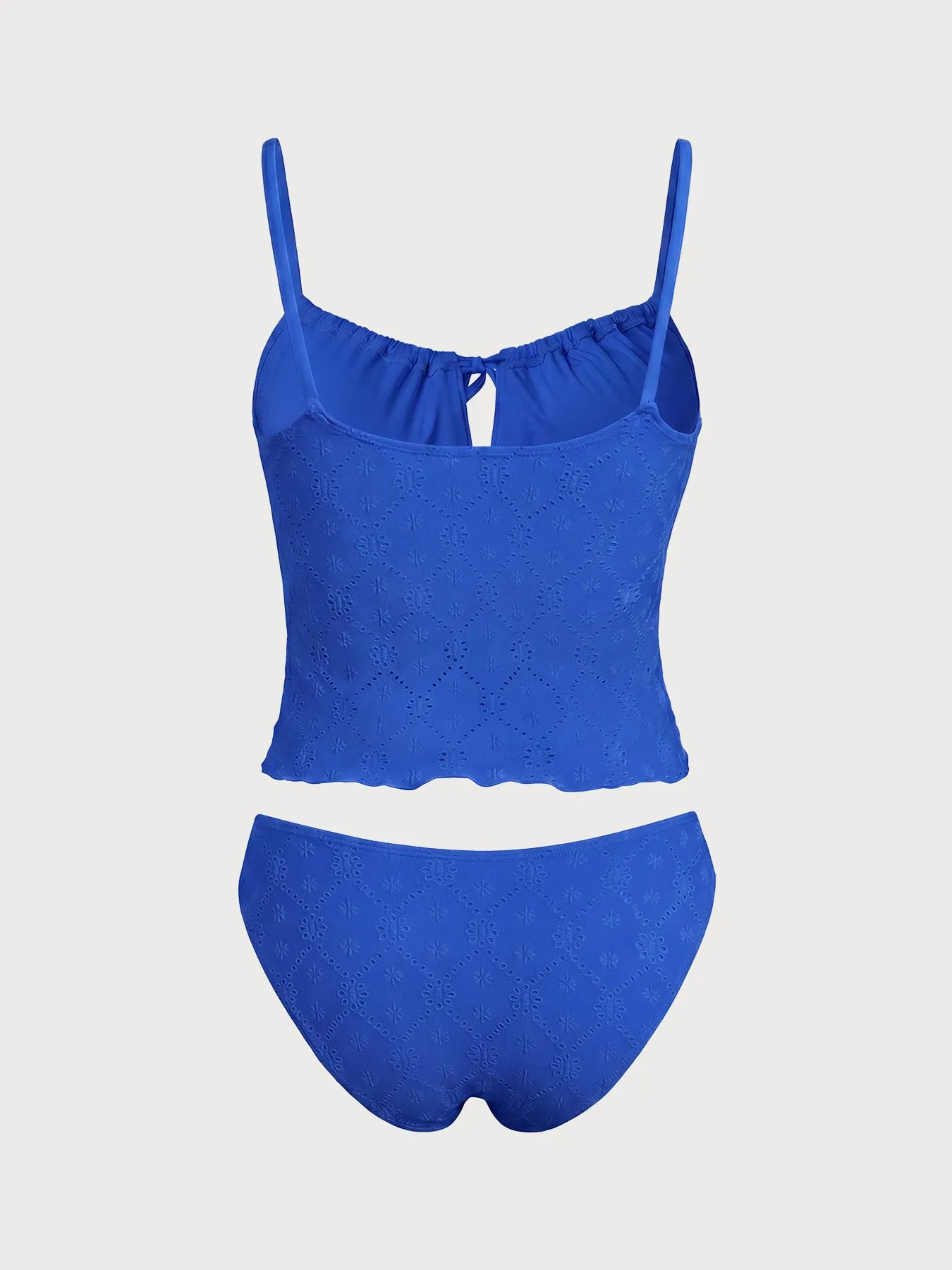 Blue Wave Cut Tie Front Tankini Set sold by Samiol product image thumbnail 2