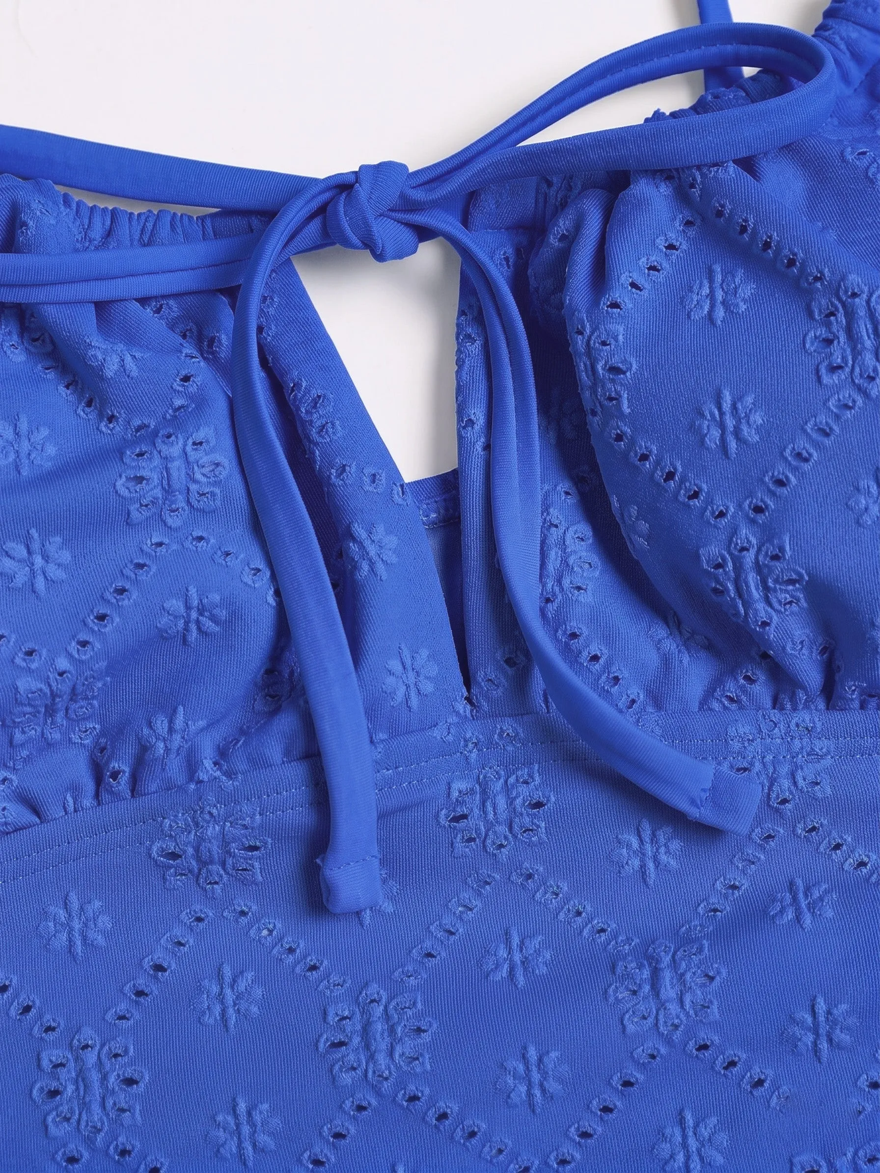 Blue Wave Cut Tie Front Tankini Set sold by Samiol product image thumbnail 3