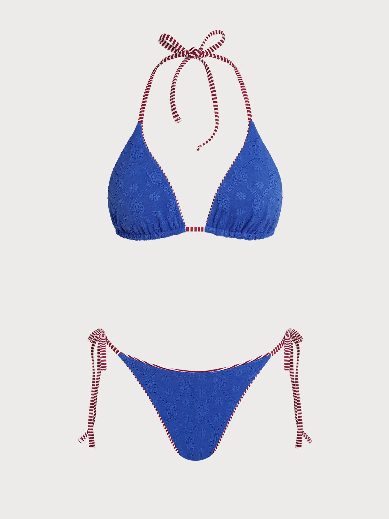 Blue Striped Reversible Bikini Set sold by Samiol