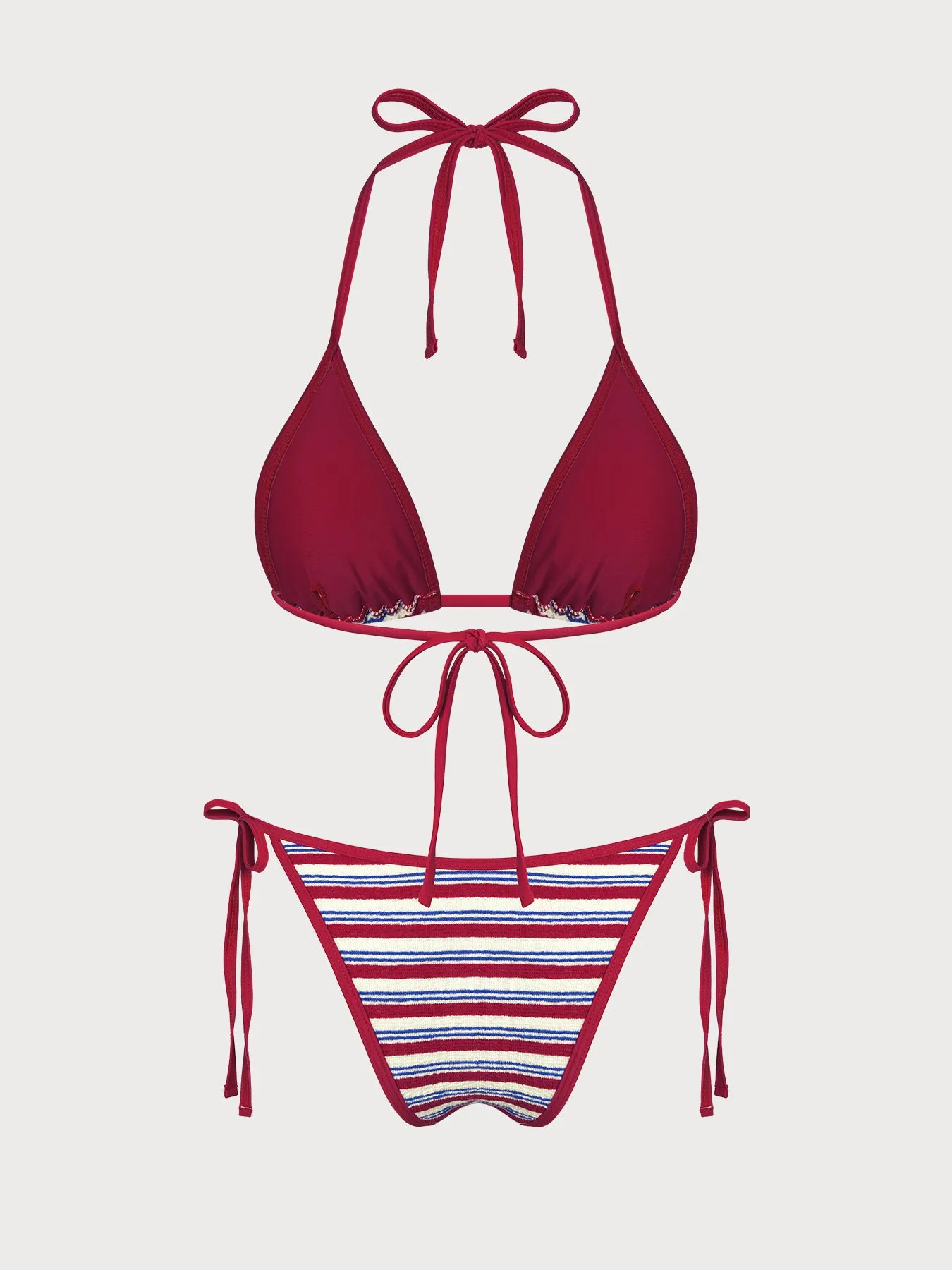 Red Striped Contrast Bikini Set sold by Samiol product image thumbnail 2