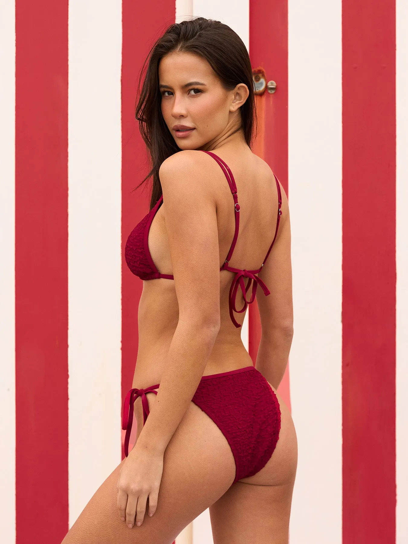 Wine Red Star Ruched Trim Bikini Set sold by Samiol product image thumbnail 2