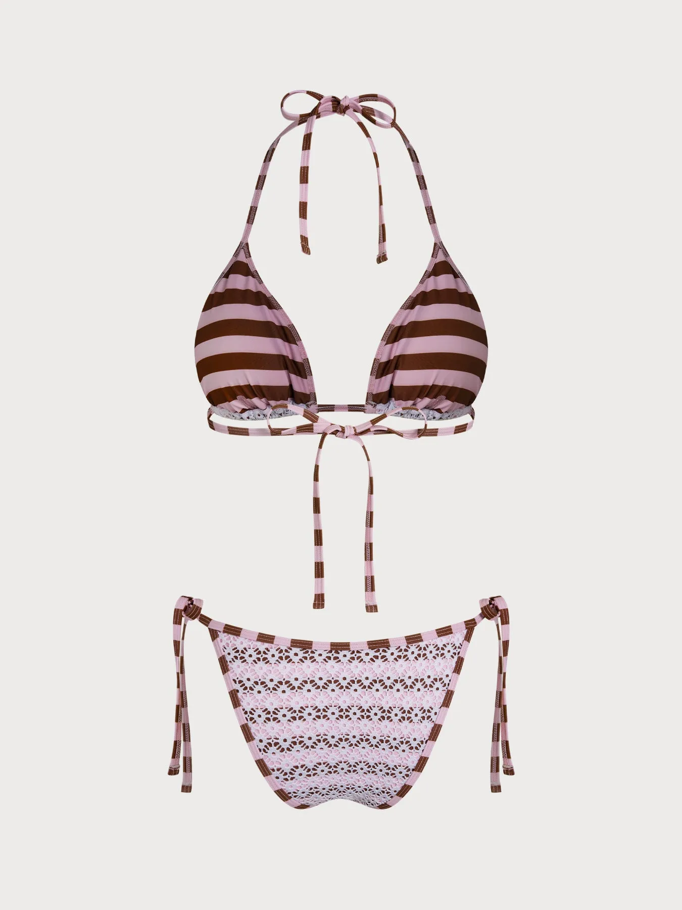 Pink Contrast Plaid Textured Bikini Set sold by Samiol product image thumbnail 2