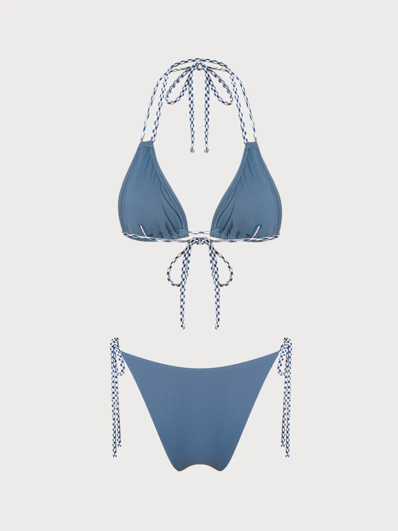 Dusty Blue Contrast Tie Bikini Set sold by Samiol product image thumbnail 3