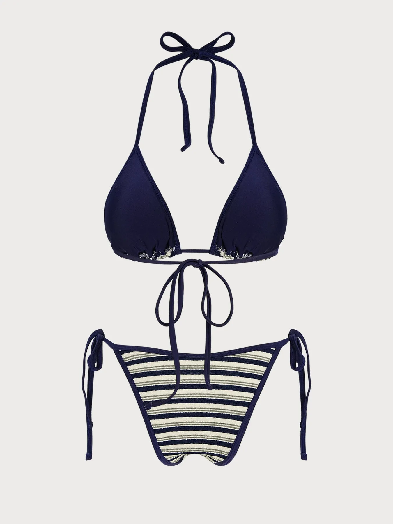 Royal Blue Striped Contrast Bikini Set sold by Samiol product image thumbnail 2