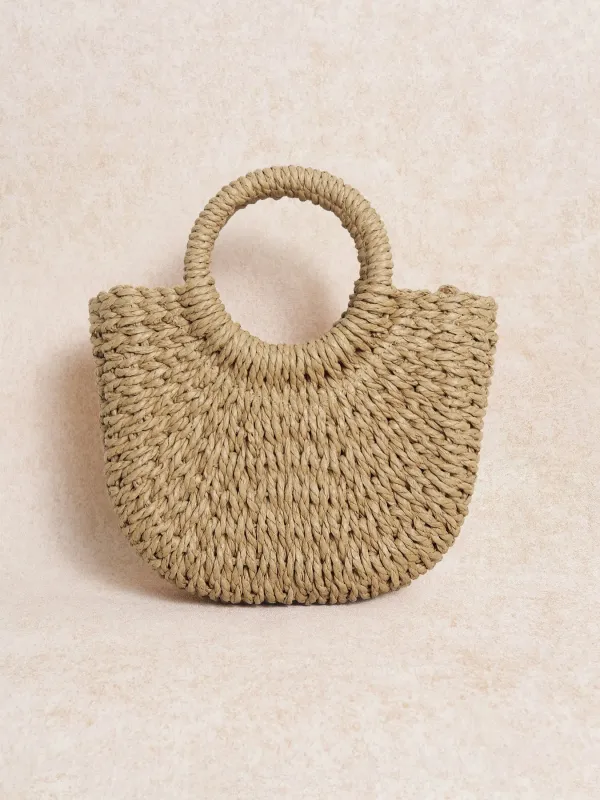 Brown Solid-Color Half-Moon Woven Handbag made by Samiol