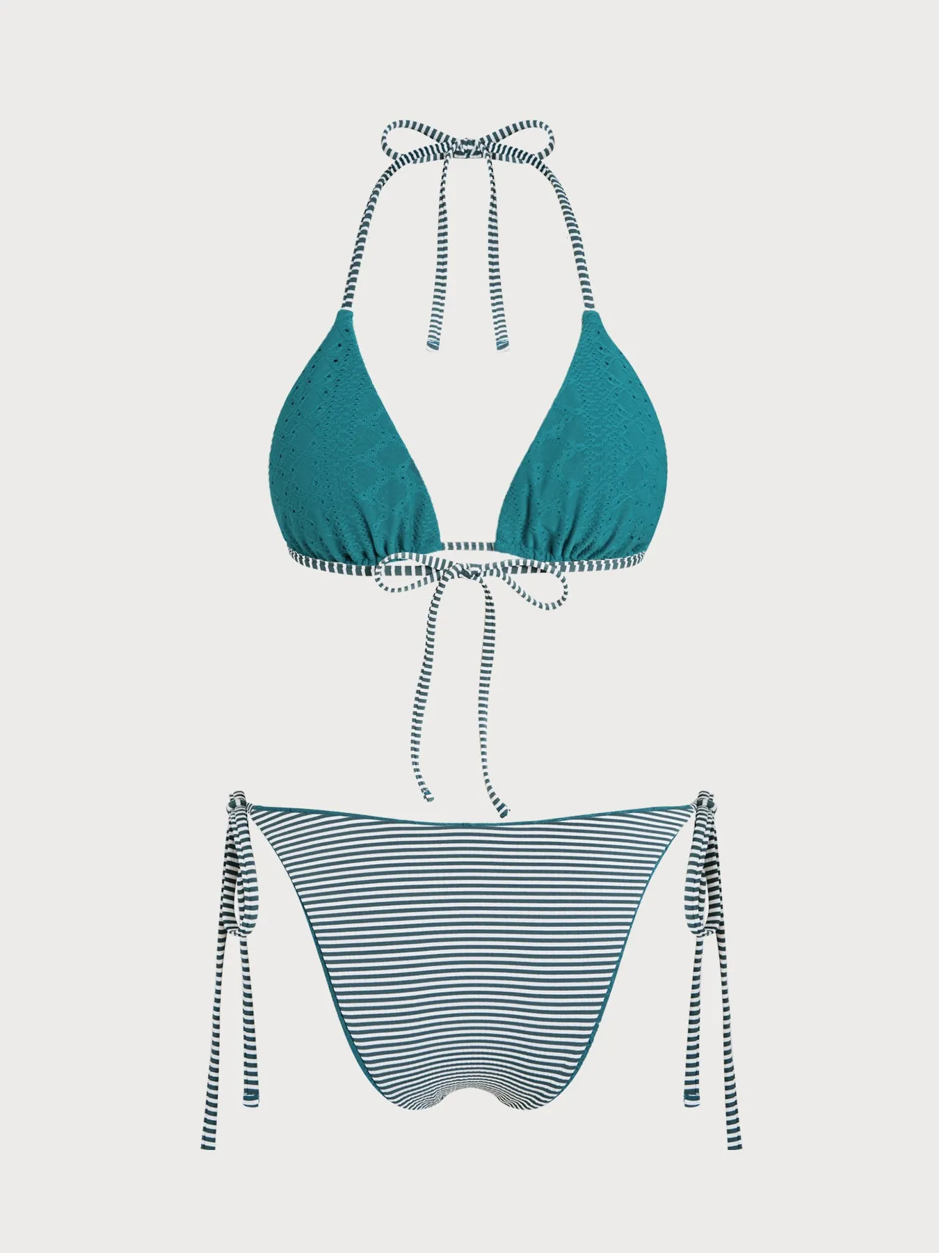 Green Striped Reversible Bikini Set sold by Samiol product image thumbnail 4