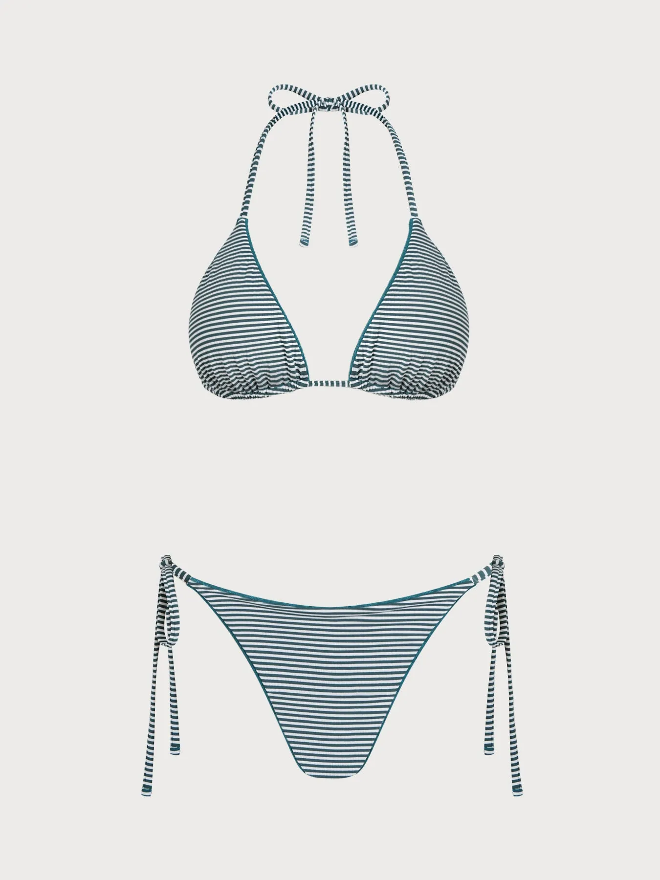 Green Striped Reversible Bikini Set sold by Samiol