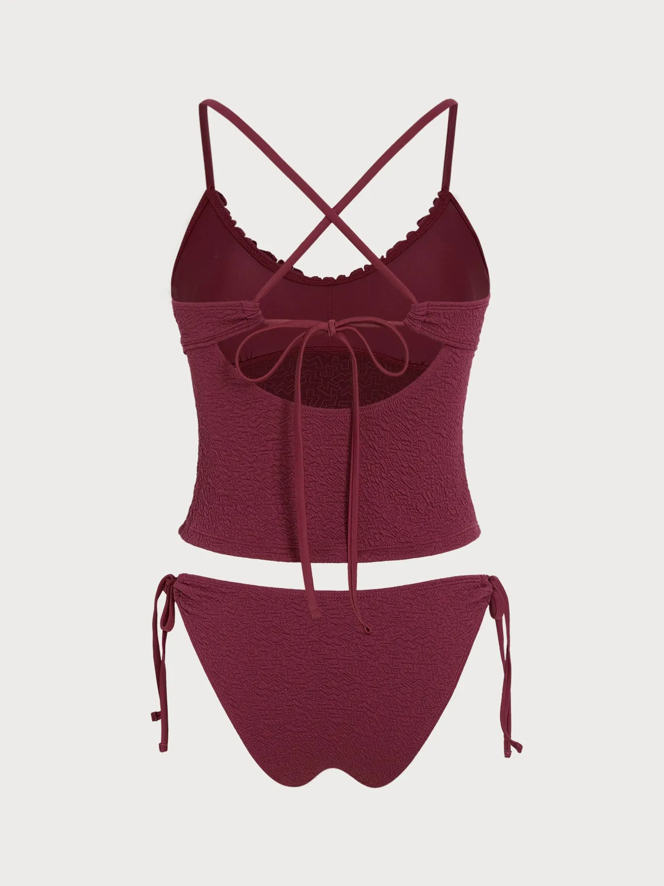Brick Red Solid Ruffle Tankini Set sold by Samiol product image thumbnail 2