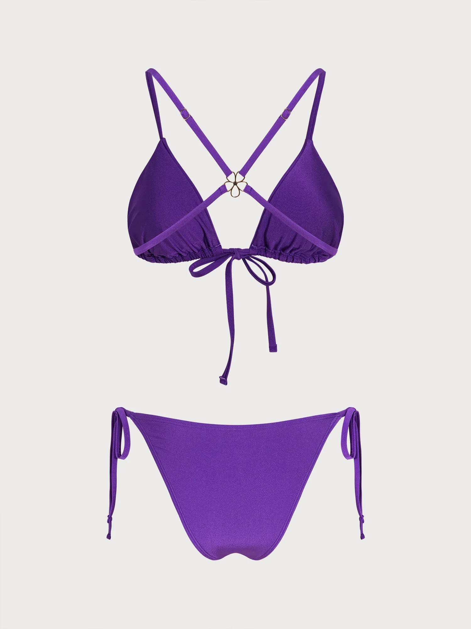 Purple Solid Retro Flower Bikini Set sold by Samiol product image thumbnail 3
