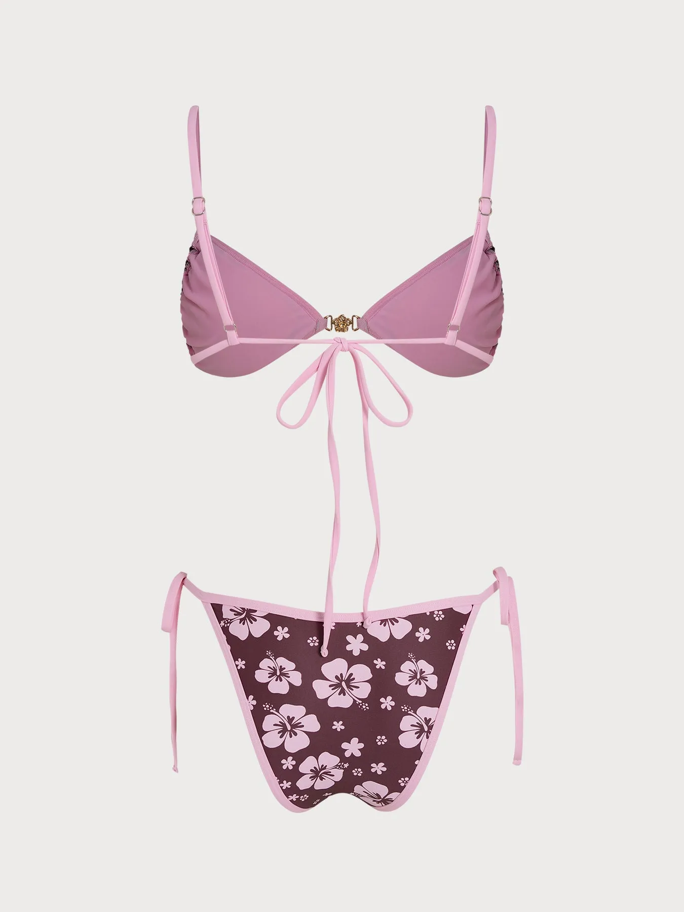 Coffee Floral Contrast Bikini Set sold by Samiol product image thumbnail 2