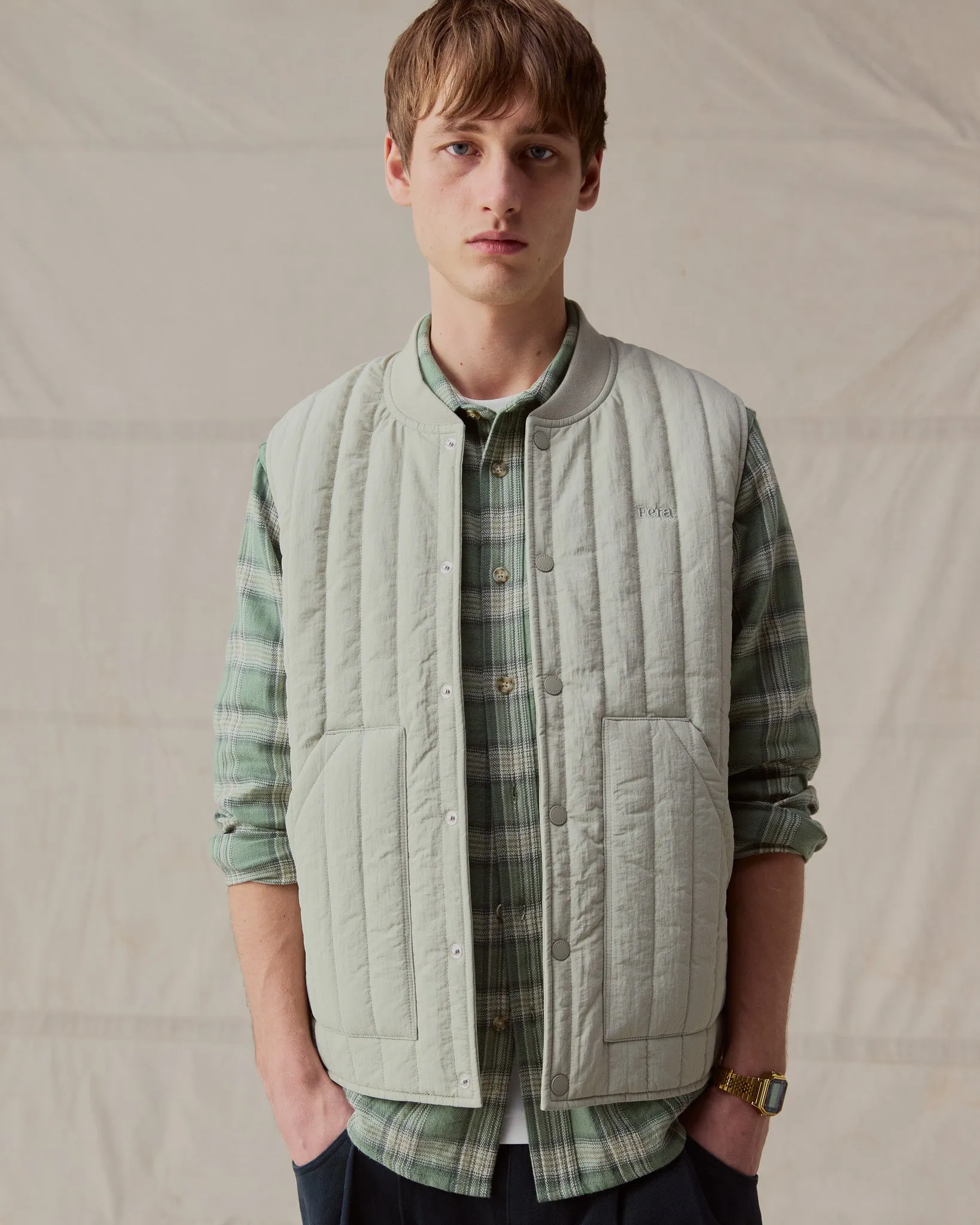 Quilted Gilet - Stone sold by Fera product image thumbnail 3
