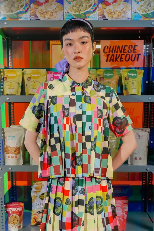 Lucid Bloom Pleated Shirt - Hues made by CALLA THE LABEL
