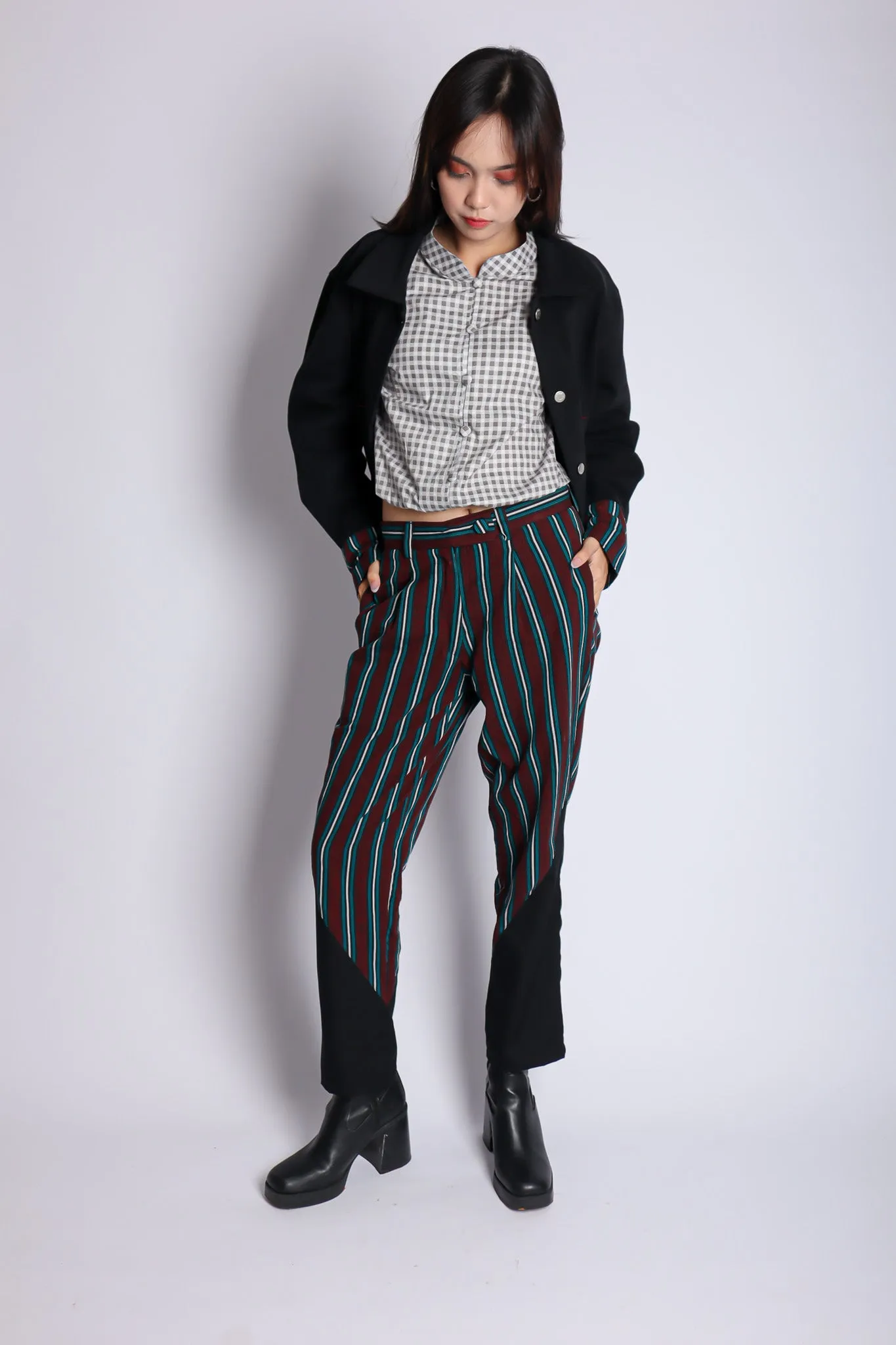 WASTRA MIX PANTS IN MAROON sold by CALLA THE LABEL