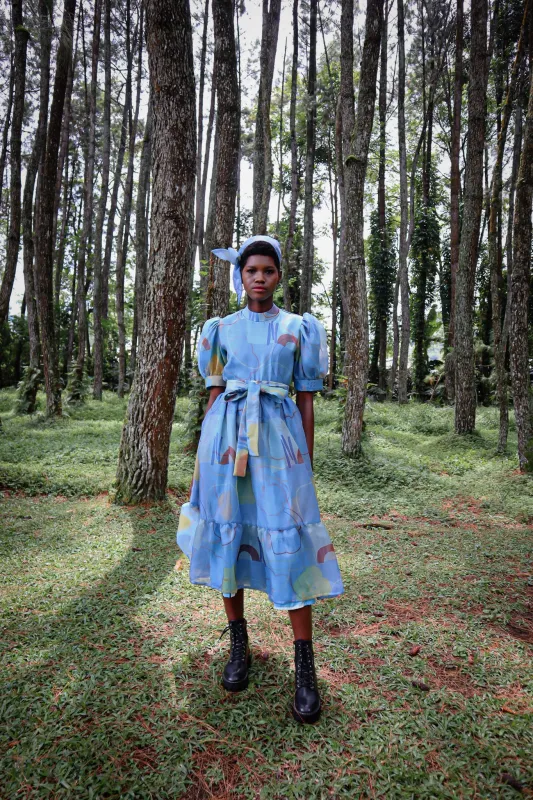 BEAU BLUE FLARE ORGANZA DRESS sold by CALLA THE LABEL