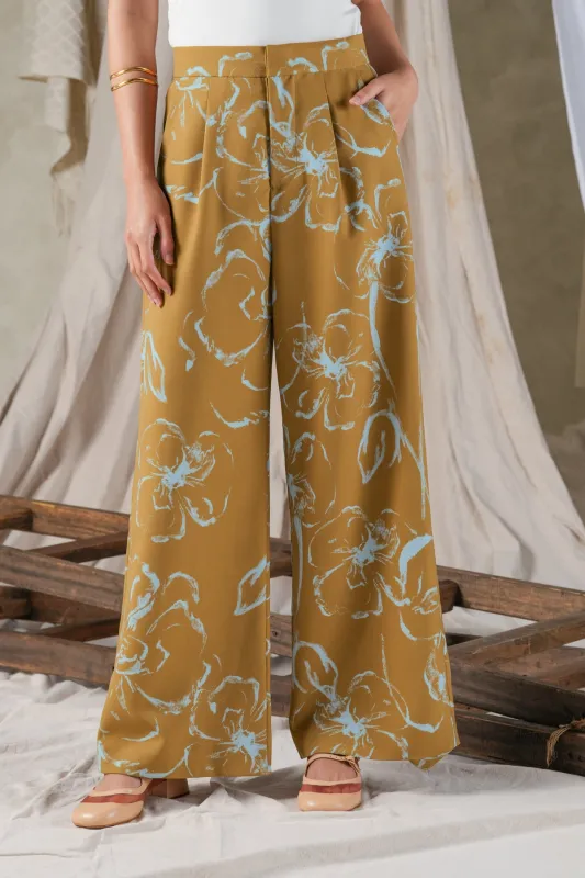 Fioren Wide-Leg Pants - Ochre sold by CALLA THE LABEL