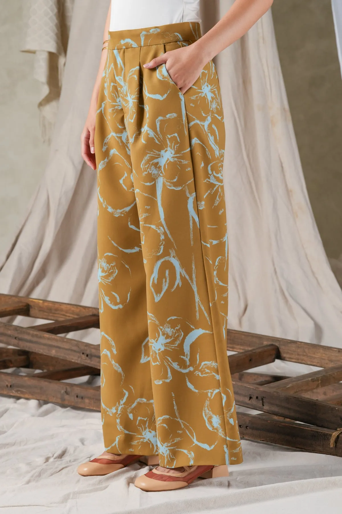 Fioren Wide-Leg Pants - Ochre sold by CALLA THE LABEL product image thumbnail 4