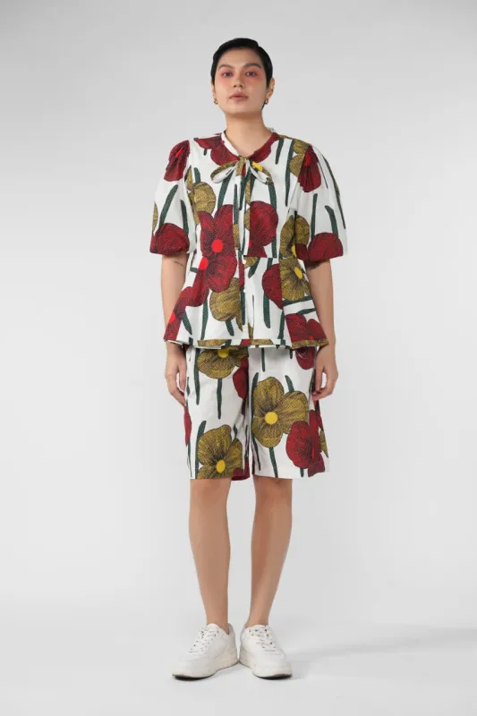 Cerise Peplum Outer - Tropical sold by CALLA THE LABEL