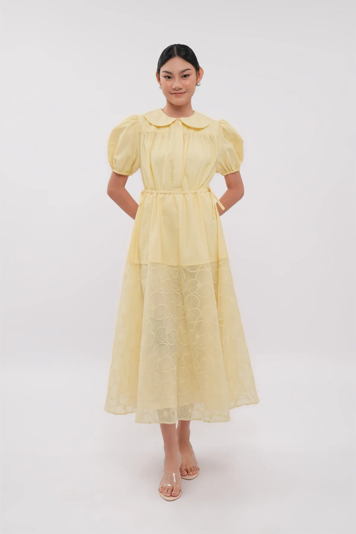 Elora Drawstring Dress - Butter sold by CALLA THE LABEL