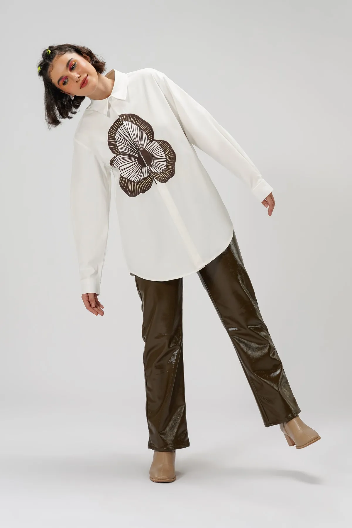 Dayna Long Shirt - Toffee Floral sold by CALLA THE LABEL product image thumbnail 3