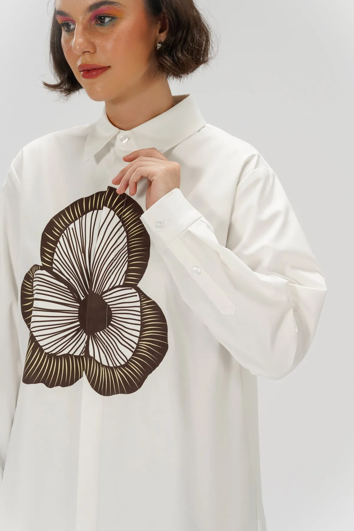 Dayna Long Shirt - Toffee Floral sold by CALLA THE LABEL product image thumbnail 4