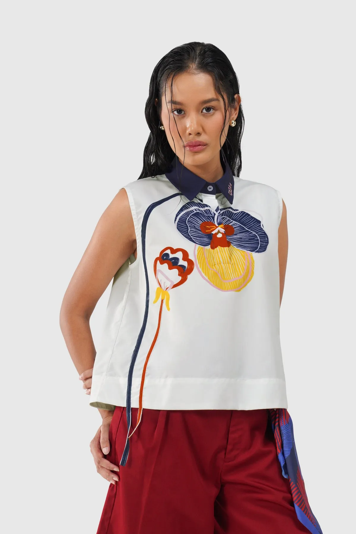 Helena Sleeveless Blouse - Cloud sold by CALLA THE LABEL