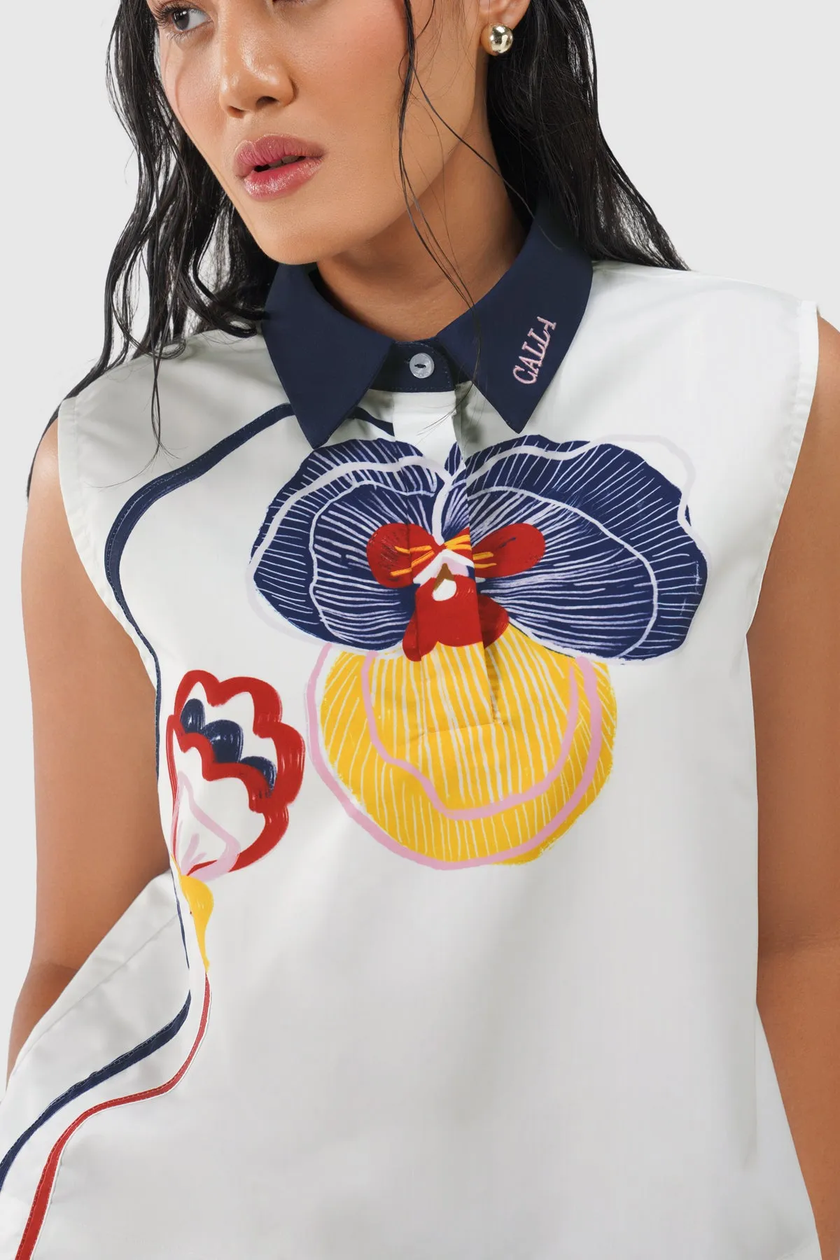 Helena Sleeveless Blouse - Cloud sold by CALLA THE LABEL product image thumbnail 3