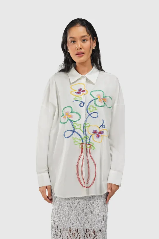 Sophie Embroidery Shirt - White made by CALLA THE LABEL