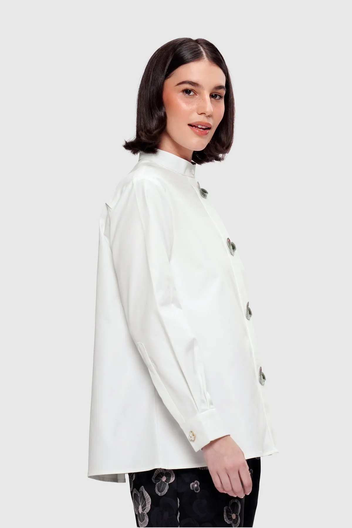 Pansy Embroidery Shirt - Cloudy sold by CALLA THE LABEL product image thumbnail 4