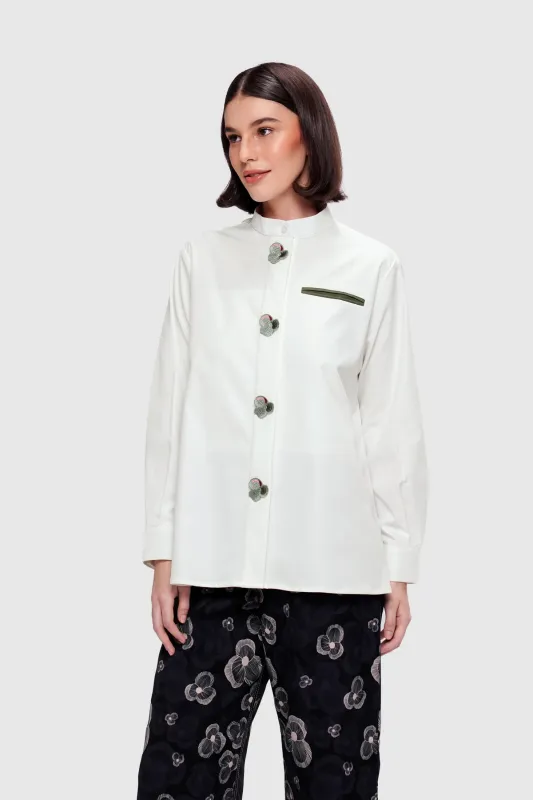 Pansy Embroidery Shirt - Cloudy made by CALLA THE LABEL