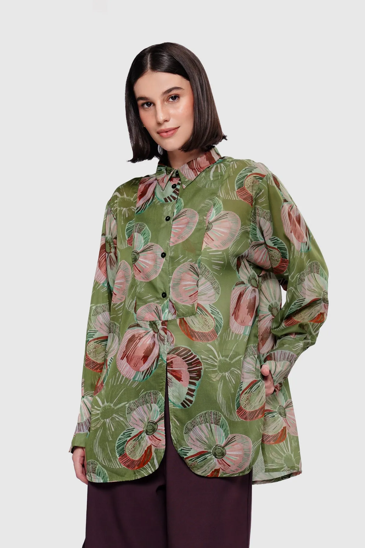 Mossveil Yoke Shirt - Cypress sold by CALLA THE LABEL