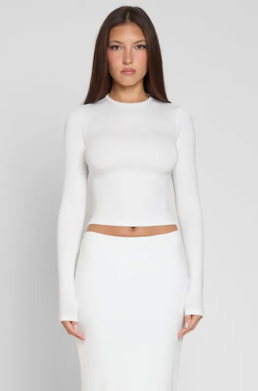 Everyday Jersey Long Sleeve Top - White sold by LEAU