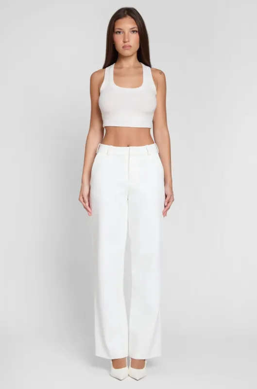 Classic Column Straight Trousers - White made by LEAU