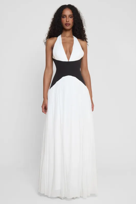 Harlowe Contrast Corset Maxi Dress - White sold by LEAU