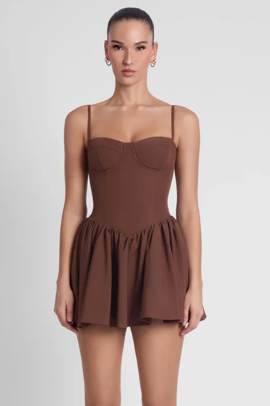 Bellini Bustier Mini Dress - Brown made by LEAU